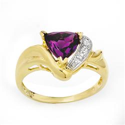 Genuine 1.02ctw Amethyst & Diamond Ring 10K Yellow Gold