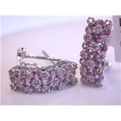 14k Gold Earrings with Diamonds and Pink Gemstone