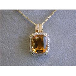 14k Yellow Gold Necklace with Diamonds and Citrine