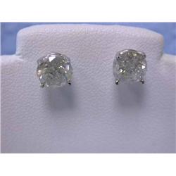 14k White Gold Stud Diamond Earrings (3.51 carats)