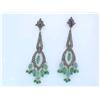 Image 1 : 18k Gold and Silver Earrings with Emerald and Diamond