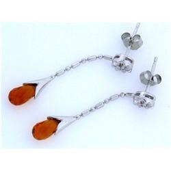 18k White Gold Diamond Earrings with Citrine