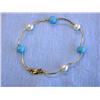 Image 3 : 14k Yellow Gold with Turquoise and Pearls Bracelet