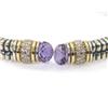 Image 2 : Silver,14K Yellow Gold Amethyst & Diamond Bangle