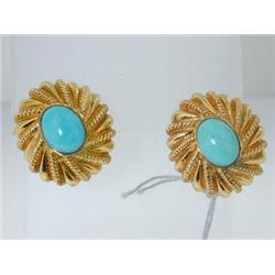 Schlumberger Tiffany & Co.18k Gold Turquoise Earrings