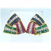 Image 2 : 21K Yellow Gold,Emerald,Ruby,Sapphire, Diamond Earrings