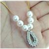 Image 1 : 14K 2-tone Gold Diamond and Pearl Necklace.