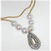 Image 2 : 14K 2-tone Gold Diamond and Pearl Necklace.