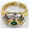 Image 2 : 18K Yellow Gold Emerald Diamond Ring