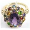Image 3 : 14K Yellow Gold Multi Color Amethyst Ring