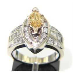 14K White Gold Champagne Diamond Ring