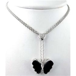 Craig Drake 18K White Gold Enamel Diamond Necklace