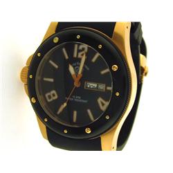Swiss Tradition Mens Rose Gold Black Rubber Watch