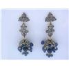 Image 1 : 18k Gold and Silver Earrings with Diamonds and Sapphire
