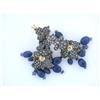 Image 3 : 18k Gold and Silver Earrings with Diamonds and Sapphire