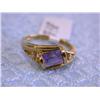 Image 1 : 14k Yellow Gold Ring with Amethyst and Diamonds