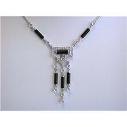 14k White Gold Necklace with Onyx