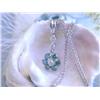 Image 2 : White Gold Necklace with Round and Blue Diamonds