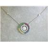 Image 2 : White Gold Necklace w/ Diamonds & Colored Gems Pendant