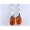 Image 3 : 18k White Gold Diamond Earrings with Citrine
