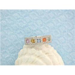 18k White Gold Ring with Diamonds and Gemstones