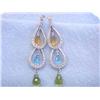 Image 3 : 14k Gold Earrings with Diamonds and Gemstones