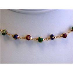 18k Yellow Gold and Enamel Necklace