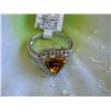 Image 3 : 14k White Gold Diamond Ring with Citrine