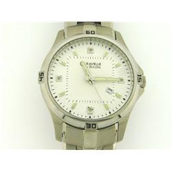 Caravelle 43D100 Mens Diamond Silver-White Dial Stainless Steel
