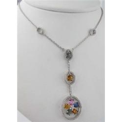 18K White Gold Multi-color Diamond Necklace