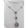 Image 1 : 18K White Gold Multi-color Diamond Necklace