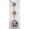 Image 2 : 18K White Gold Multi-color Diamond Necklace