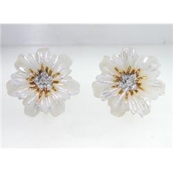 18K Yellow Gold Flower Diamond Earrings