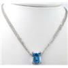 Image 1 : 14K White Gold Blue Topaz Diamond Necklace