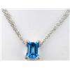 Image 2 : 14K White Gold Blue Topaz Diamond Necklace