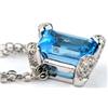Image 3 : 14K White Gold Blue Topaz Diamond Necklace