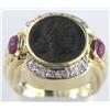 Image 1 : 14K Yellow Gold Ruby Ancient Coin Ring