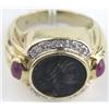 Image 2 : 14K Yellow Gold Ruby Ancient Coin Ring