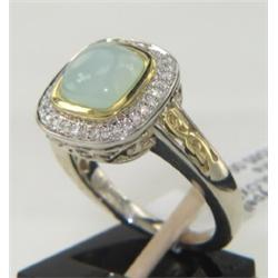 Charles Krypell Gold/Silver Diamond Chalcedony Ring