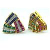 Image 3 : 21K Yellow Gold,Emerald,Ruby,Sapphire, Diamond Earrings