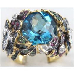 18K Gold Multi Colored Diamond Ring