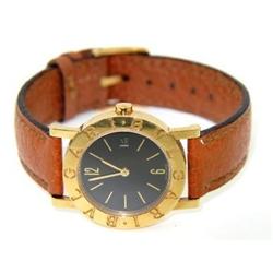 Bvlgari 18K Yellow Gold Date Just Leather Strap watch