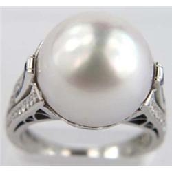 Platinum Pearl and Diamond Ring