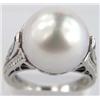 Image 1 : Platinum Pearl and Diamond Ring