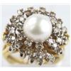 Image 1 : 14K Yellow Gold Pearl Diamond Ring