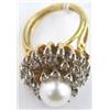 Image 3 : 14K Yellow Gold Pearl Diamond Ring