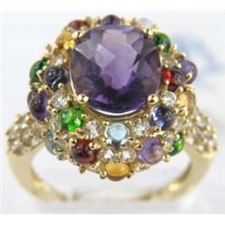 14K Yellow Gold Multi Color Amethyst Ring