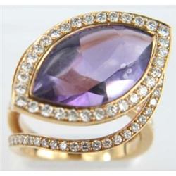 Yellow Gold Amethyst Diamond Ring