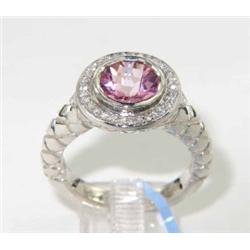 Charles Krypell 14K Gold/Silver Pink Topz Diamond Ring