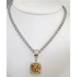Charles Krypell Gold/Silver Citrine Diamond Necklace